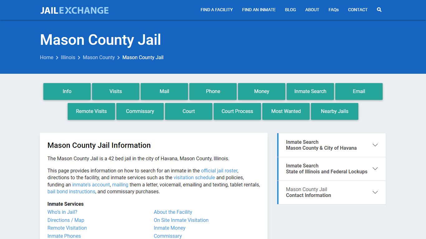 Mason County Jail, IL Inmate Search, Information