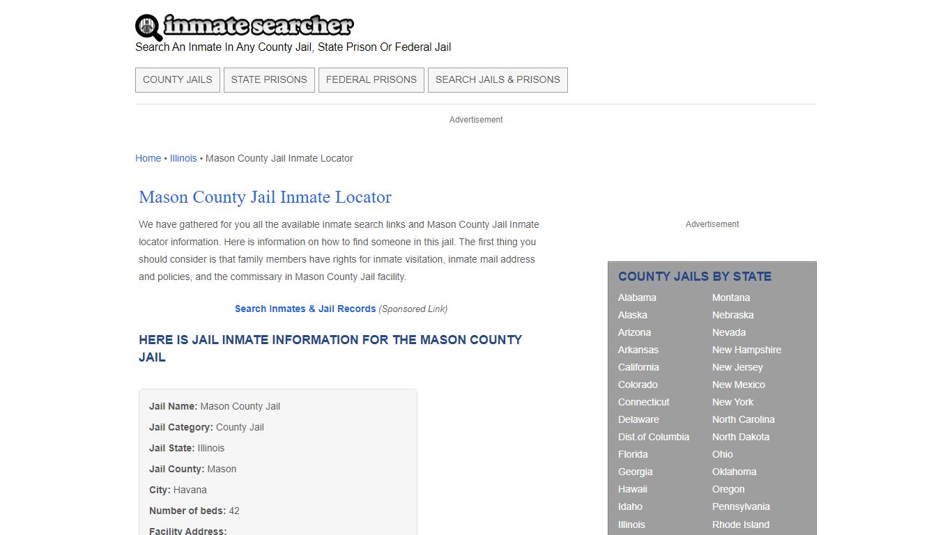Mason County Jail Inmate Locator - Inmate Searcher
